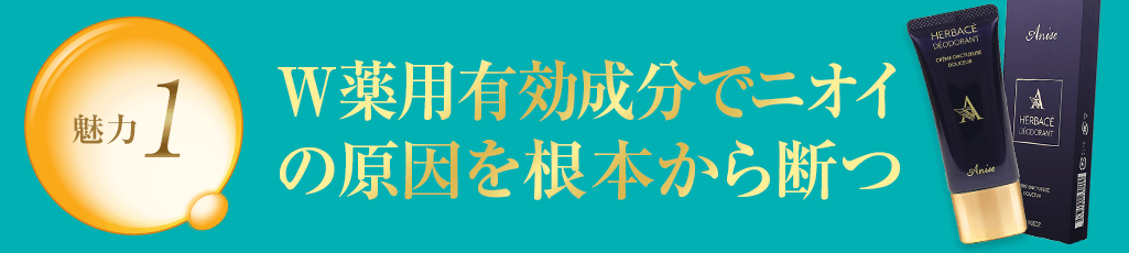 魅力1 W薬用有効成分でニオイの原因を根本から断つ